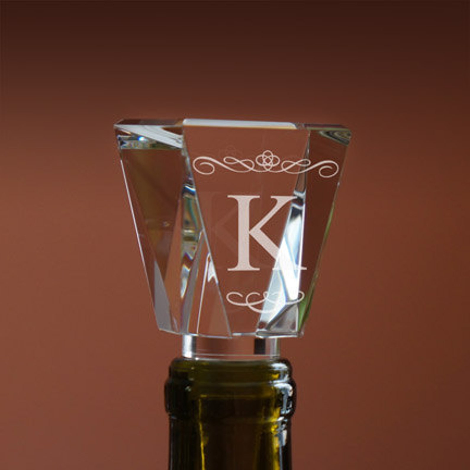 Crystal Personalized Wine Bottle Stopper Engraved With Single Etsy