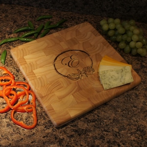 Butcher&#39;s Block Personalized Cutting Board with Monogram Design Option&#39;s and Font Selection (Each - 12&quot; Square)