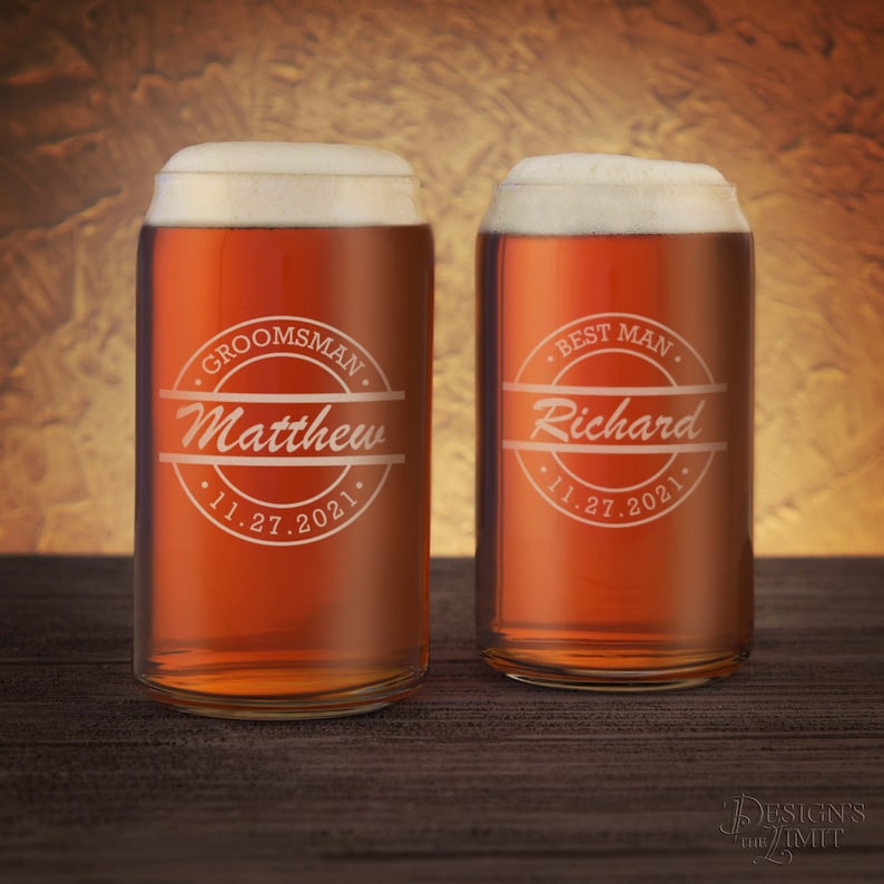 Groomsman Personalized Glass Beer Cans With Engraved Groomsmen Etsy