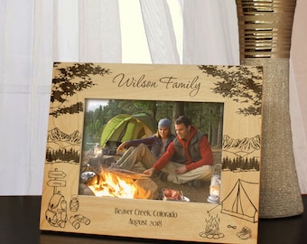 Campfire Inspired Personalized Picture Frame Engraved with Text and Font From Our Selection (Select Size & Frame Orientation)
