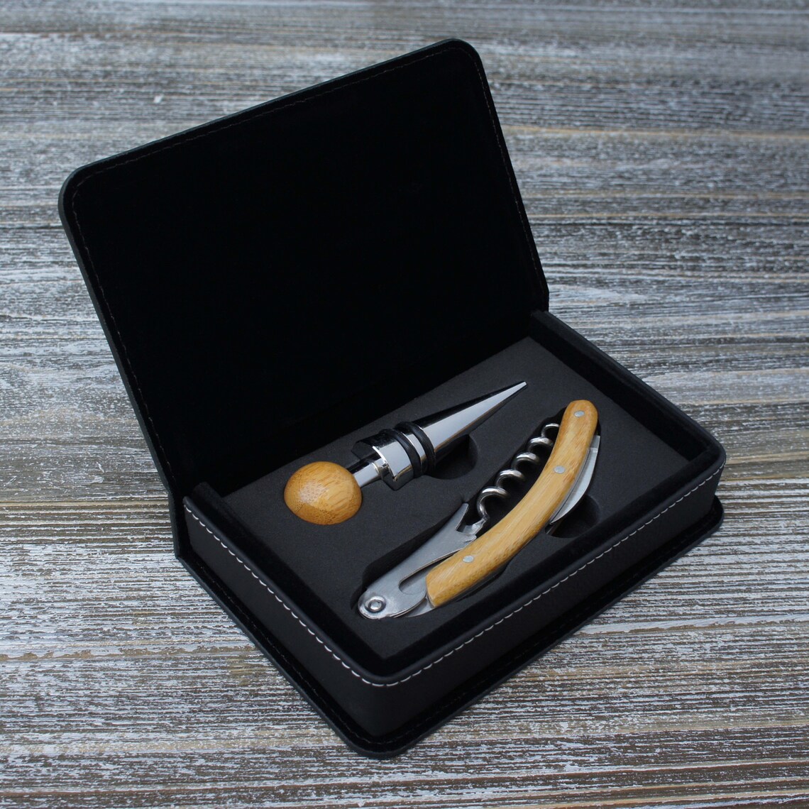 Personalized Wine Gift Set Including Leatherette Wine Tool Set - Etsy