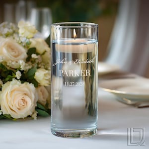 Unity Candle Personalized Ceremony Vase with Couples Monogram Design Options, Custom Design Choices, & Optional Candle
