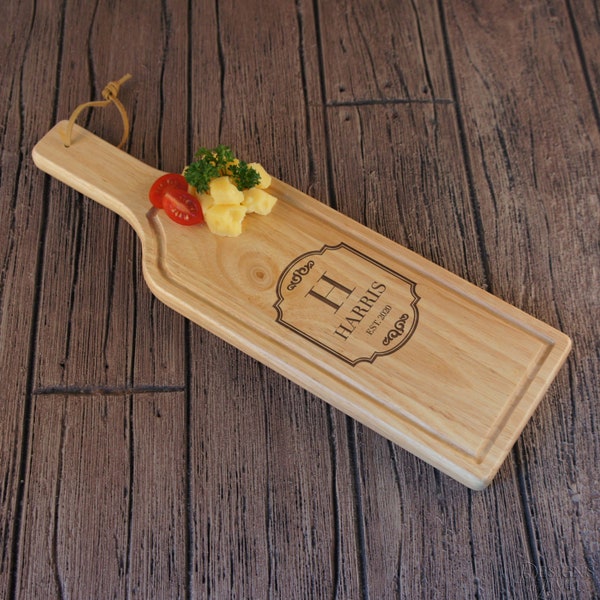 Wine Shaped Cutting Board Engraved with Monogram Design Options & Font Selection (Each) See Additional Images