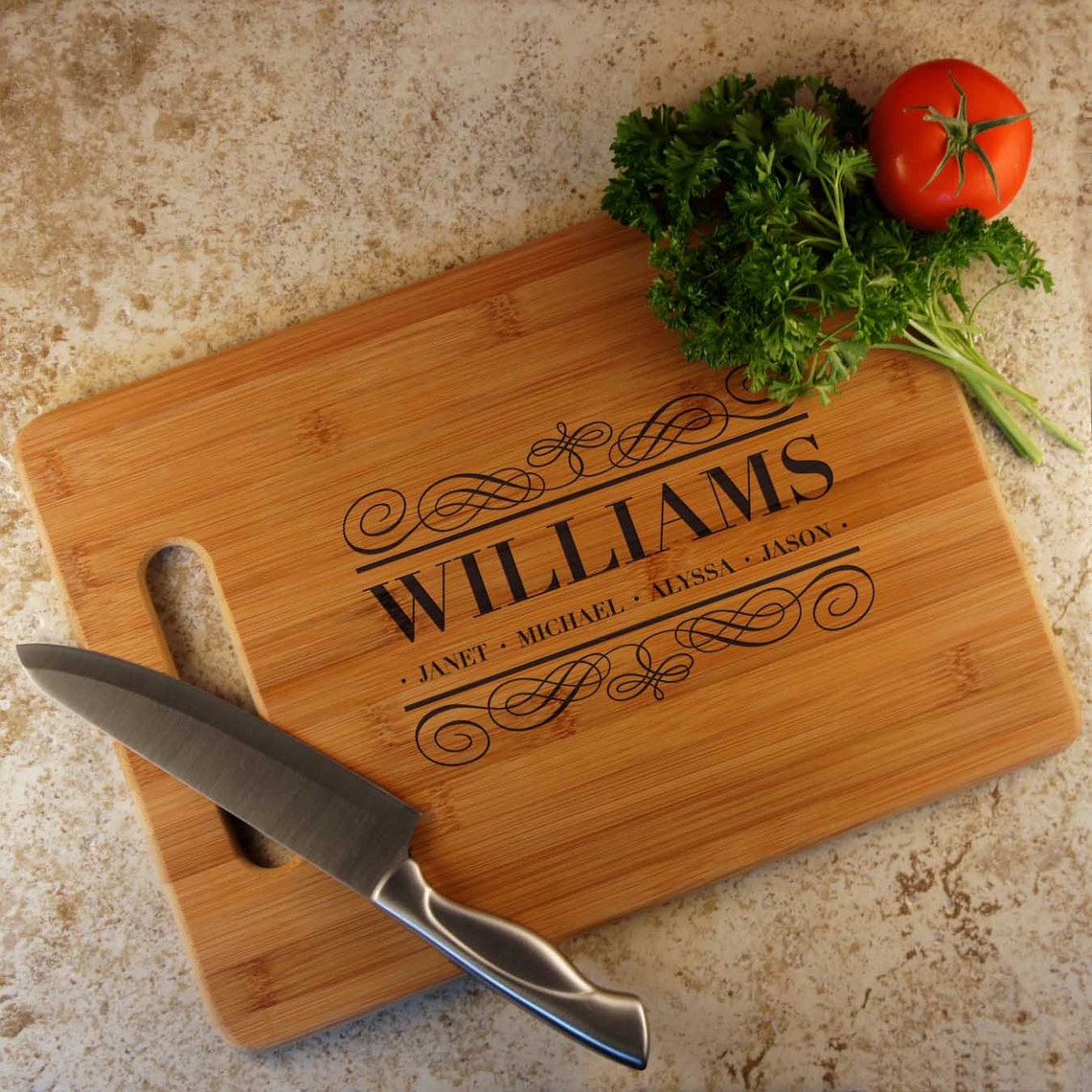 Personalized Cutting Board with Family Monogram Design Options Etsy