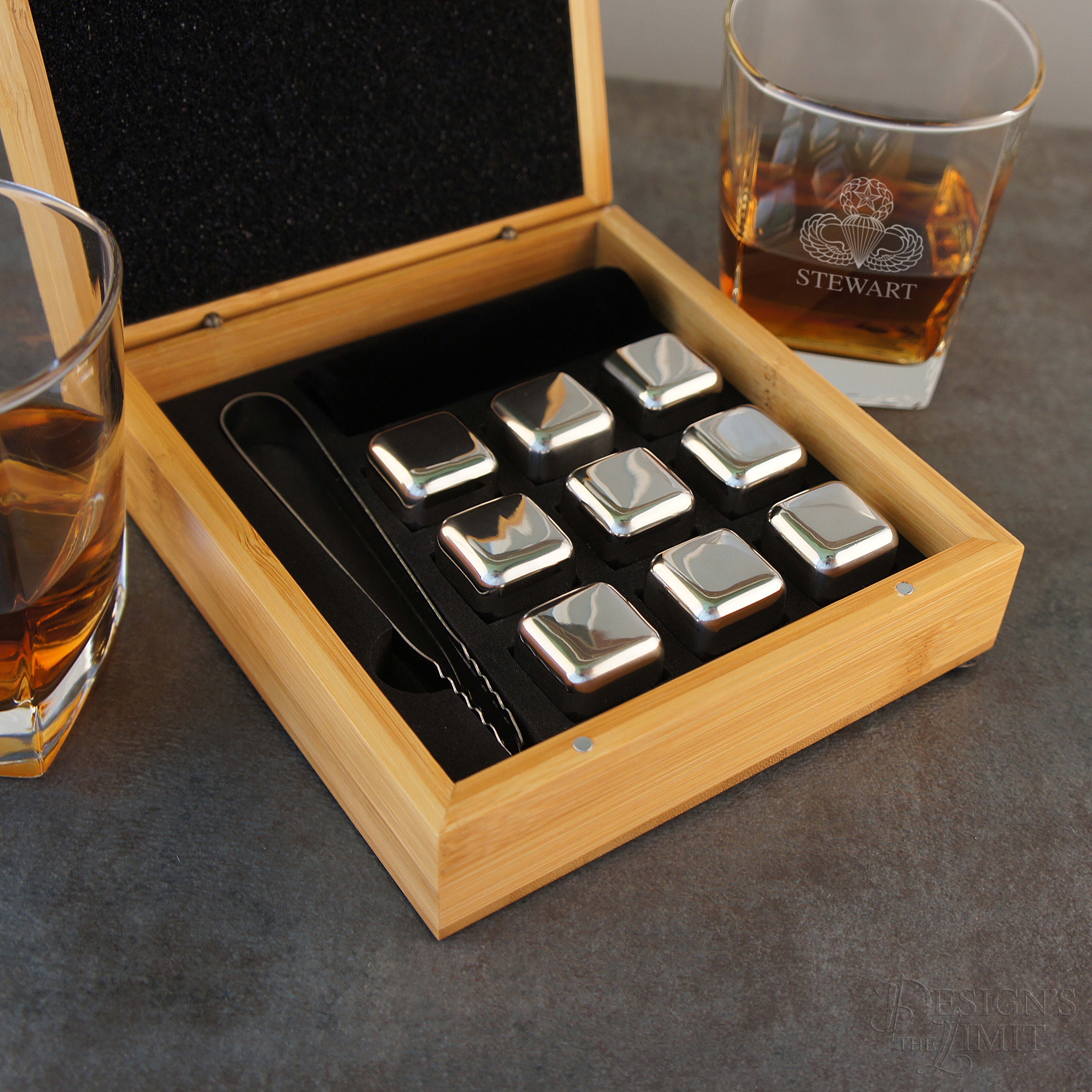 Personalized Stainless Steel Ice Cube Gift Set including Tongs Etsy