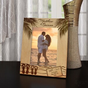 Dream Vacation Inspired Personalized Picture Frame Engraved with Text and Font Selection Select Size and Frame Orientation image 2