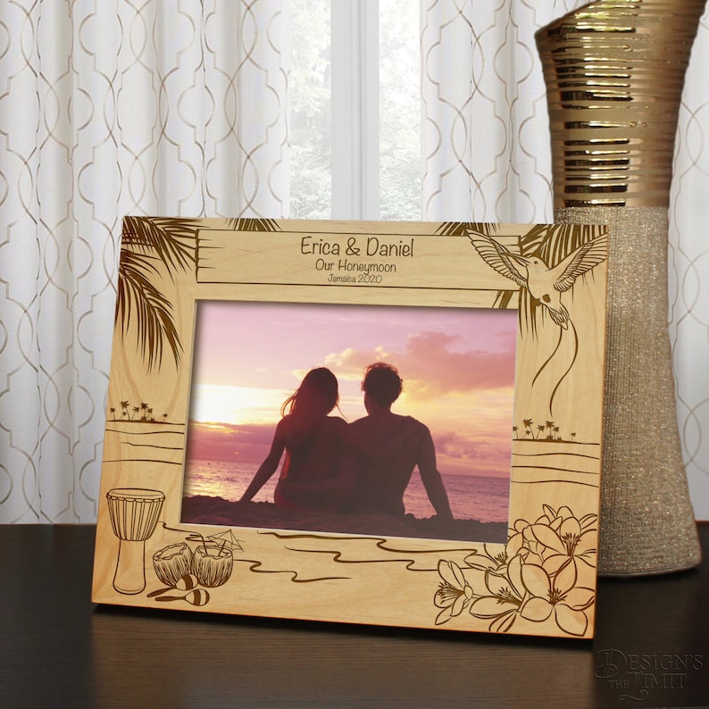 Jamaican Moments Inspired Personalized Picture Frame with Your Choice of Any Font From Our Selection Select Size & Frame Orientation image 1