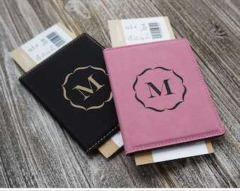 Personalized Passport Covers Engraved with Choice of Text or Monogram Design & Font from Our Selection (Each)