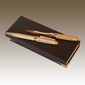 Personalized Pen Set including Ballpoint Twist Pen and Letter Opener Set with Font Selection (Presentation Box Included)