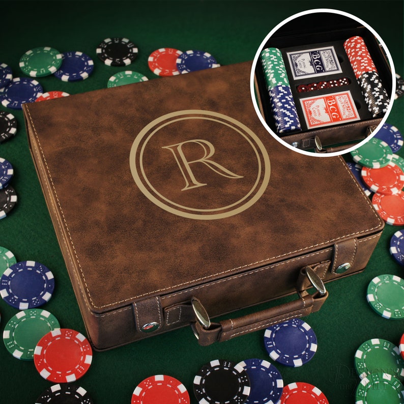Personalized Poker Gift Set with Cards Chips & Dice Etsy
