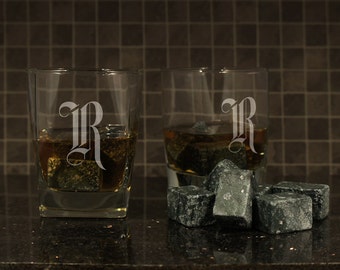 Olde English Personalized Rocks Tumblers Engraved with Choice of Any Font from Our Selection w/ OPTIONAL Ice Stones or Engraved Stones