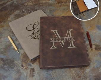 Personalized Notepad Cover with Zipper Engraved with Choice of Text or Monogram Design & Font from Our Selection (Each) includes Notepad