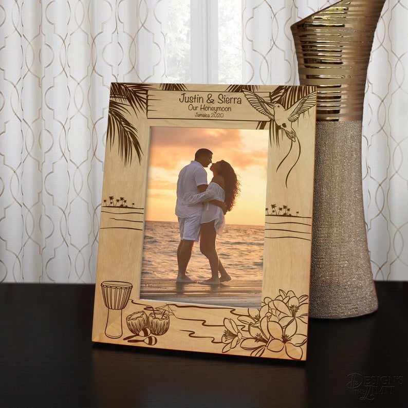 Jamaican Moments Inspired Personalized Picture Frame with Your Choice of Any Font From Our Selection Select Size & Frame Orientation image 2