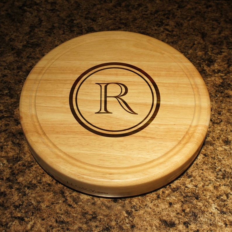 Large Cheese Board and Cheese Tool Set Custom Engraved with Monogram Options & Font Selection Each 10 Diameter See Additional Images 画像 3