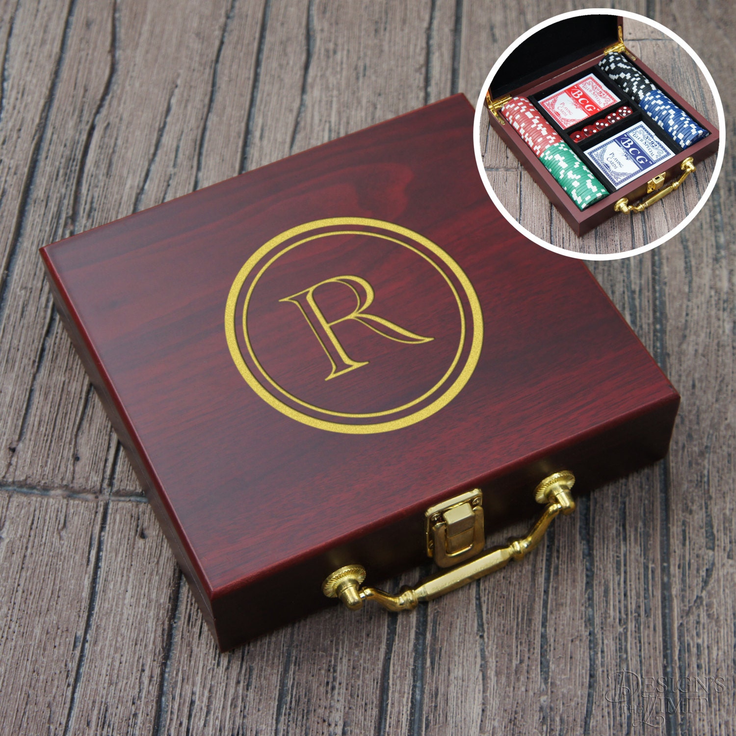 Personalized Poker Gift Set with Cards Chips & Dice Etsy