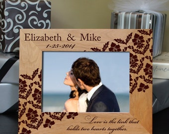 Personalized Picture Frame Engraved with Custom Text Requests with Font Selection (Select Size and Frame Orientation)