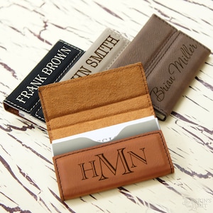 Personalized Business Card Holder with Magnetic Catch Engraved with Choice of Font from Our Selection (Each)