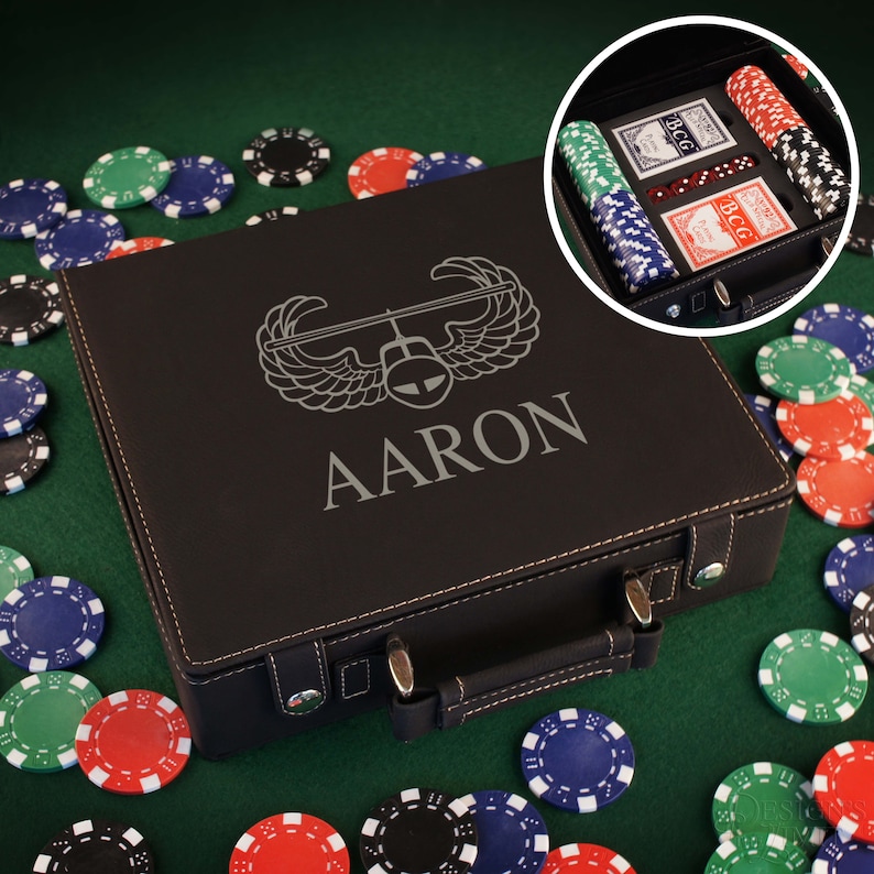 Personalized Poker Gift Set With Cards Chips & Dice Etsy