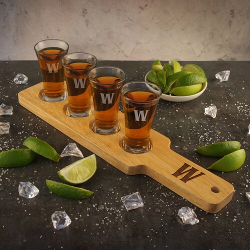Personalized Shot Glass Flight Serving Tray Engraved With Etsy