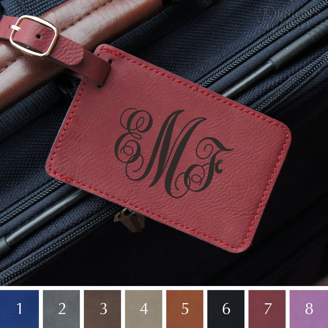 Personalized Luggage Tags Engraved With Choice of Design & Font From