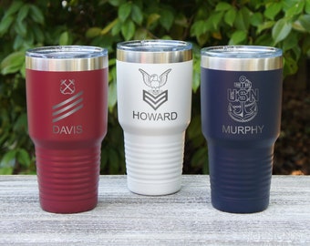 Personalized Vacuum Insulated Stainless Steel Travel Mugs (Each, 30 oz. with Options)