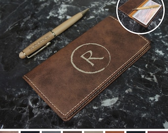 Personalized Checkbook Cover Engraved with Choice of Text or Monogram Design & Font from Our Selection (Each)