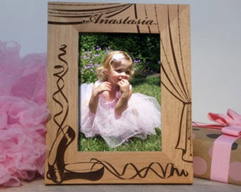 Ballet Inspired Personalized Picture Frame Engraved with Text and Font Selection (Select Size and Frame Orientation)