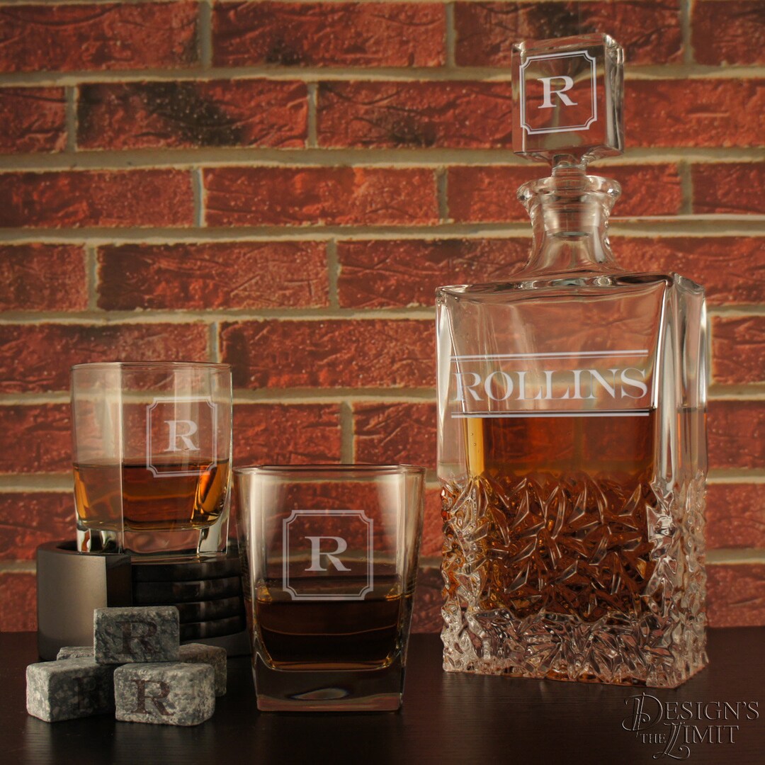 Personalized Crystal Decanter Engraved With Monogrammed Etsy