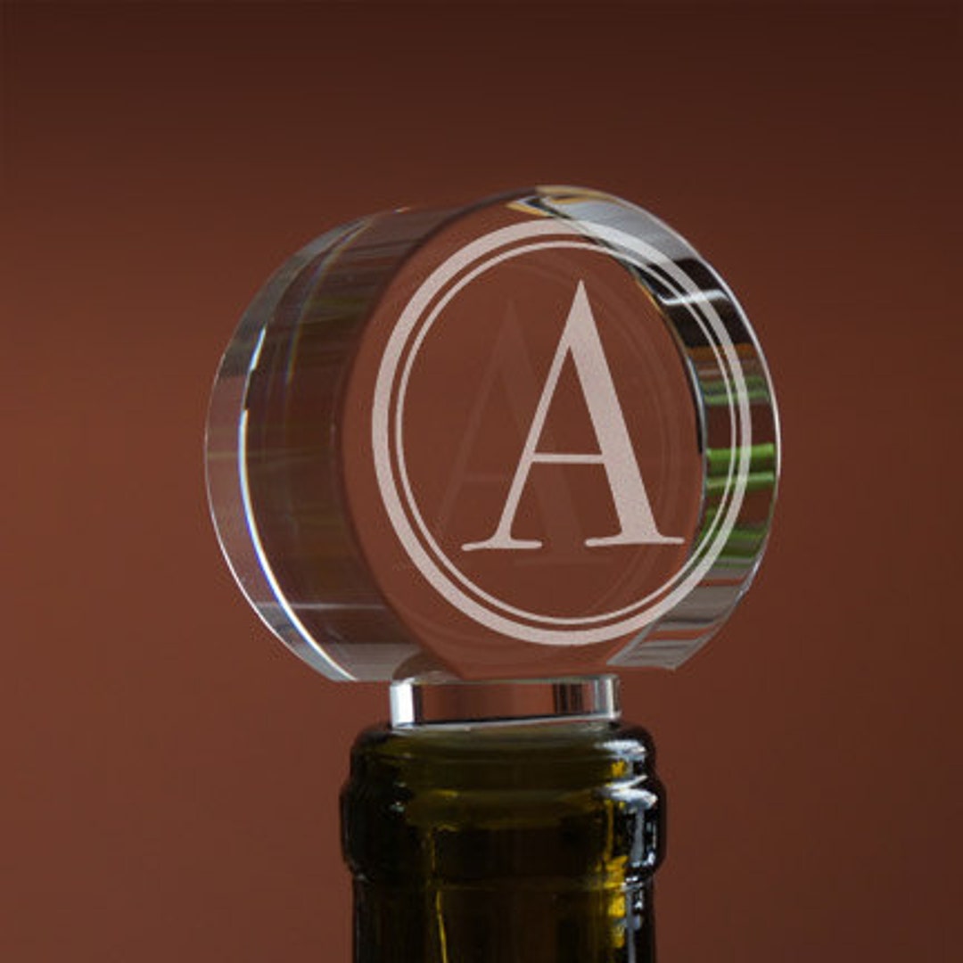 Personalized Crystal Wine Bottle Stopper Engraved With Single Initial ...