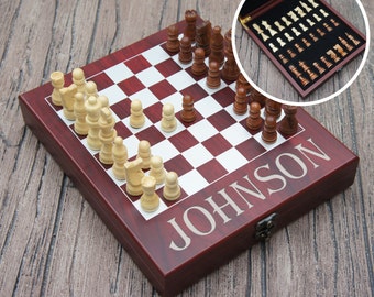 Personalized Chess Set including Engraved Case with Monogram or Name with Font Selection (Each) See Additional Images