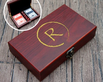 Personalized Card & Dice Poker Gift Set with Monogrammed Case with Design Options and Font Selection (Each) See Additional Images