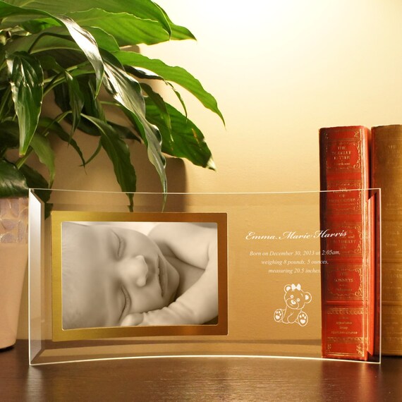 Personalized Curved Glass Picture Frame with Personalization Etsy
