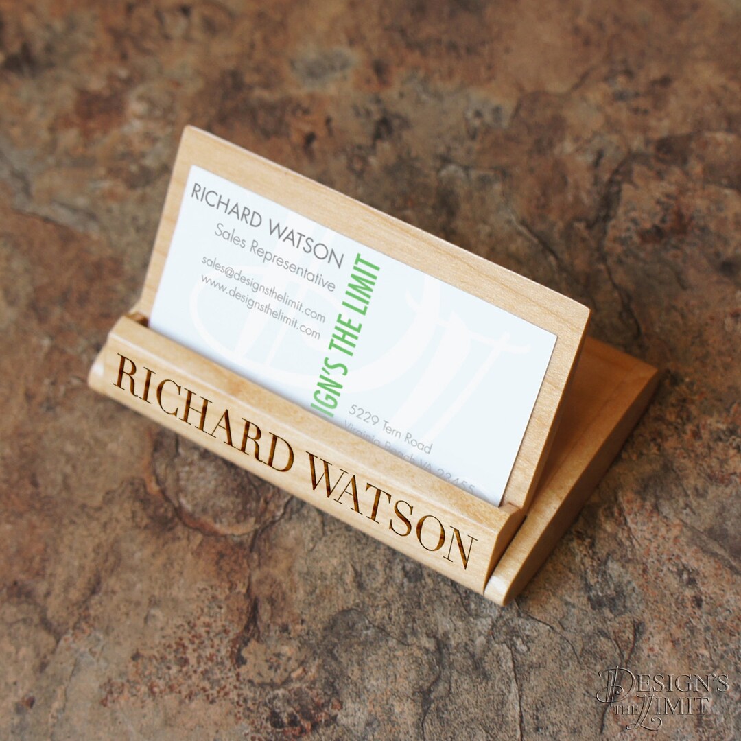 Maplewood Folding Business Card Holder Engraved With Font Etsy
