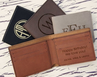Personalized Wallet Engraved with Choice of Text or Monogram Design & Font from Our Selection (Each) w/ Inside Gift Message Available