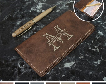 Personalized Checkbook Cover Engraved with Choice of Text or Monogram Design & Font from Our Selection (Each)