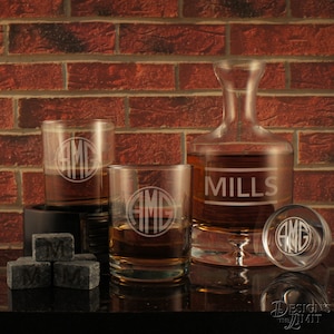 Connoisseur Decanter with Stopper Deep-Sand Carved Personalization with Choice of Design & Font from Our Selection (Each)