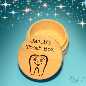 Personalized Tooth Fairy Box with Design Option, Font Selection, & Gift Pouch Included