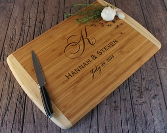 Design's Personalized Family Monogram Bamboo Cutting Board with Family Monogram Design Options and Font Selection (Each)