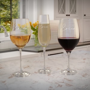 Personalized Crystal Stemware Gift Set Engraved with Monogram Design Options 3-Piece Gift Set image 3