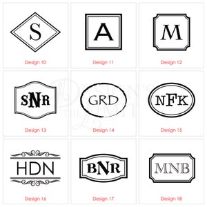 Pode incluir: Nove designs de monogramas diferentes com v&aacute;rias fontes e estilos. Os designs s&atilde;o numerados de 10 a 18.