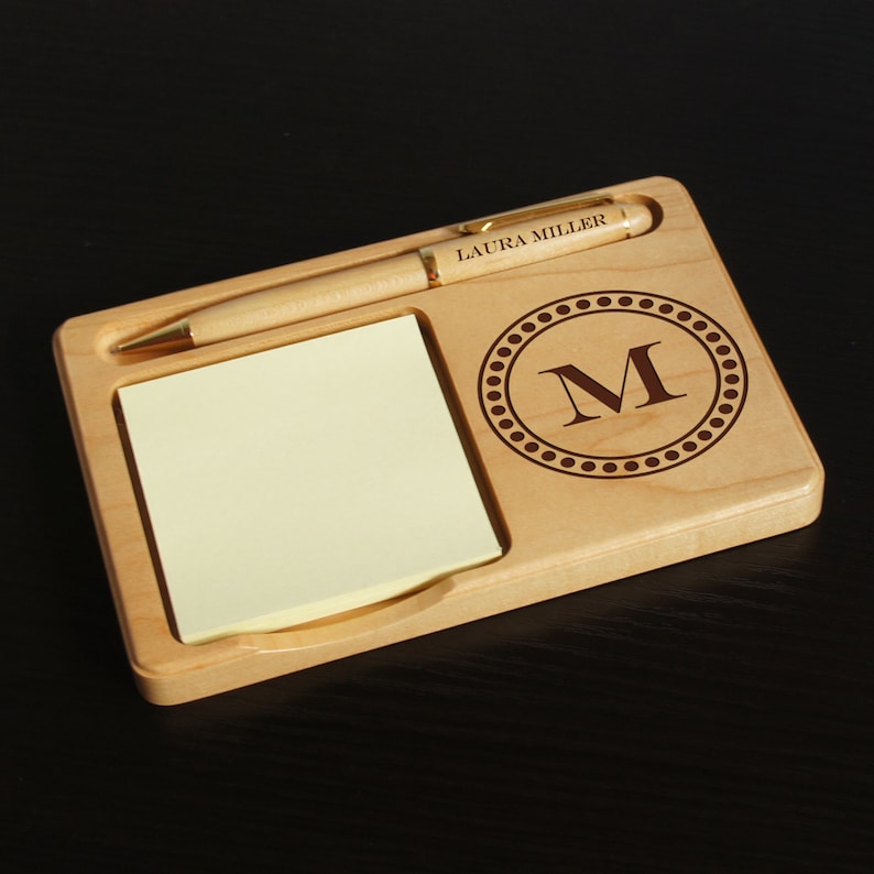 Personalized Desktop Memo Holder with Monogram Design Options Etsy