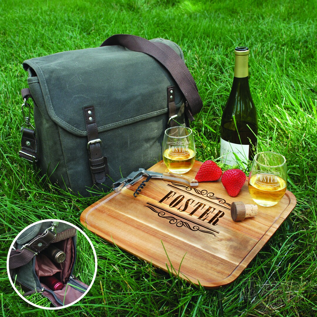 Wine Picnic Canvas Tote With Bottle Storage Including Etsy