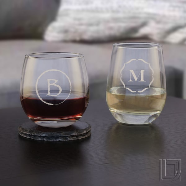 Engraved Stemless Wine Glasses Etsy