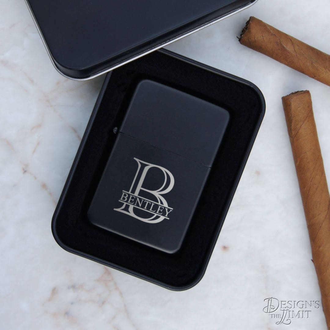 Personalized Cigar Lighter Engraved With Print or Script Monogram
