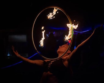 Portal Fire Hoop ~ fire iso hoop triple wick ~ inward-facing monkey fist wicks Single fire hoop