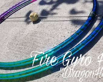 Fire Gyro Hoop ~ deluxe taped polypro Iso wick gimball hoop "Dragonheart"