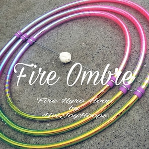 Fire Gyro Hoop ~ deluxe taped polypro Iso wick gimball hoop "Fire Ombre"