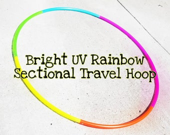 Bright UV Rainbow Sectional Travel Hoop--polypro 3/4" or 5/8"