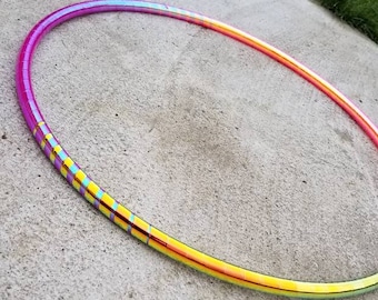 Ombre Deluxe Taped Hoop: "Fire Ombre" Polypro or HDPE 5/8", 11/16" 3/4" with Free Clear Protective Tape