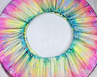 UV Glow Spectrum Holographic Rainbow Hoop Cozy ~ SM hoop carrier--size Small/up to 28" od hoops; Ready to ship! Extra roomy